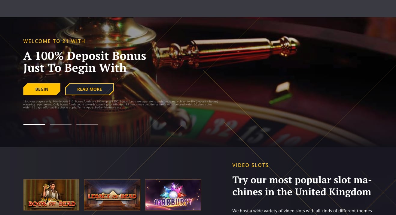 21 Casino - bonus de bienvenue