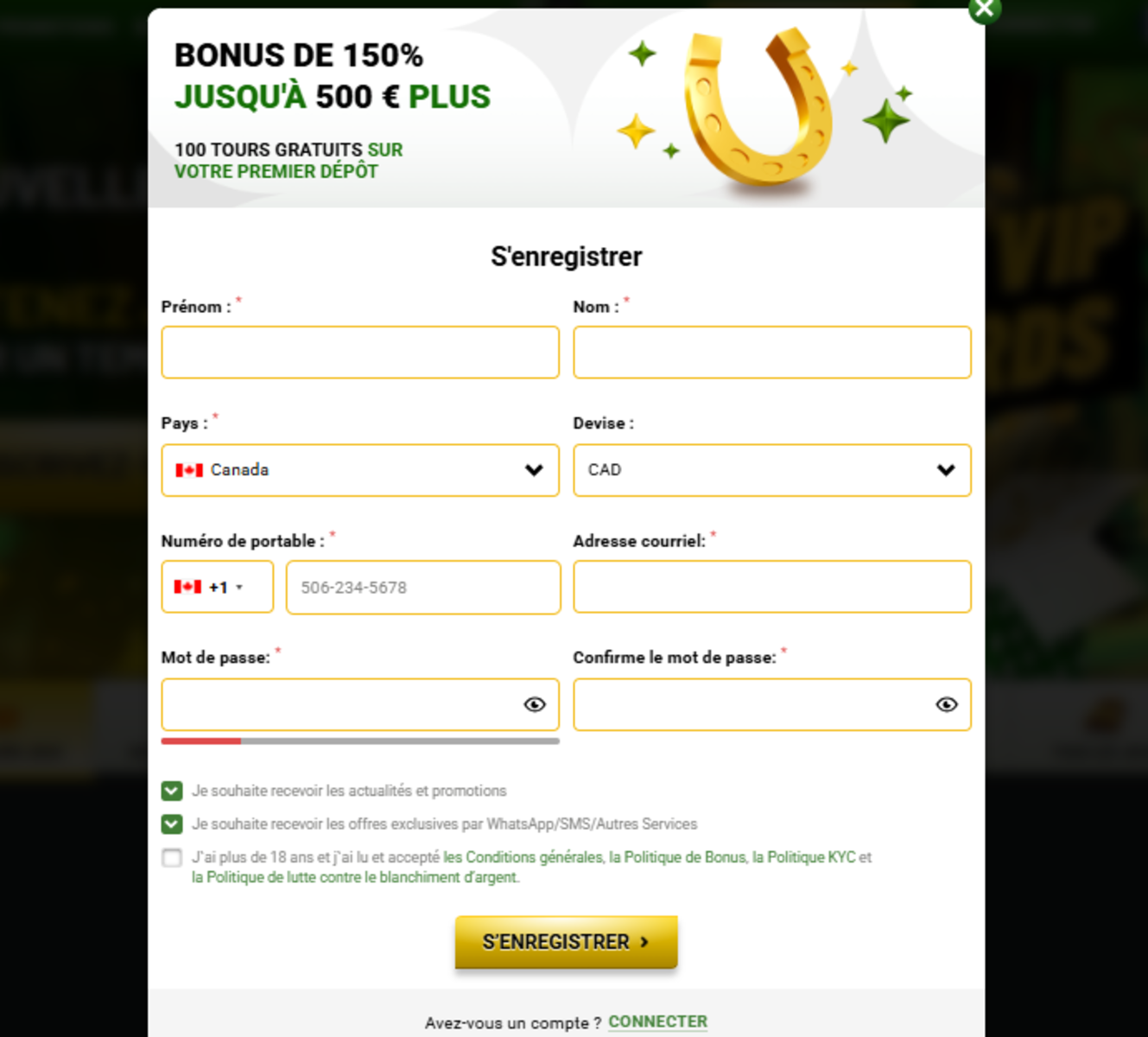 Screen winmachancecasino inscription