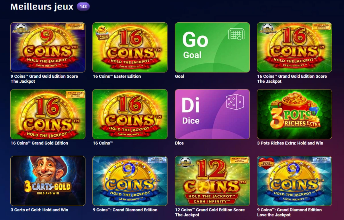 Screenshot des jeux du casino en ligne play regal plus casino