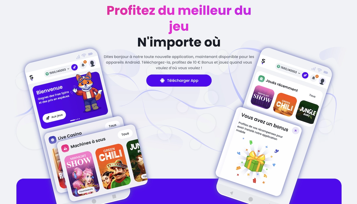 banniere pour l'application mobile Android de Slott Casino