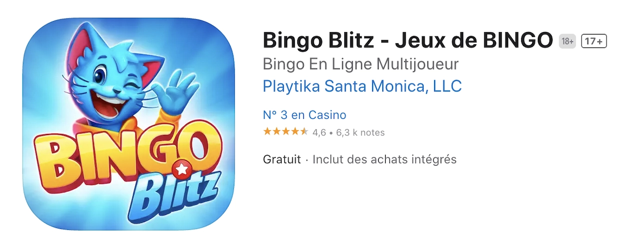 capture d'écran de la page app store de l'application iphone Bingo Blitz