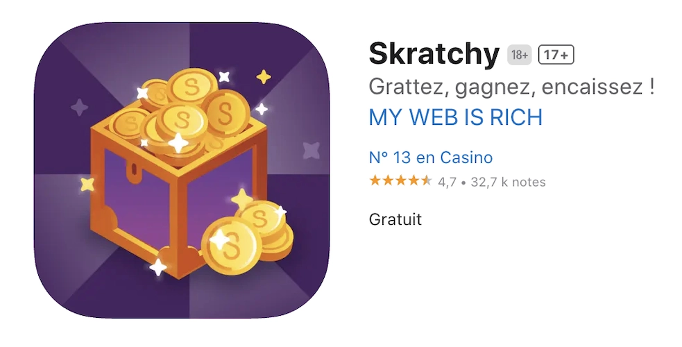 capture d'écran de la page app store de l'application iphone Skratchy