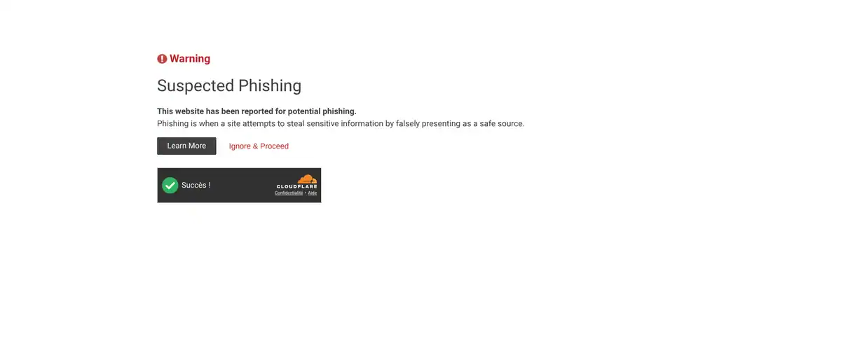 Capture d'écran d'un avertissement de phishing du navigateur sur un faux casino web3, qui signale que le site a été reporté comme dangereux.