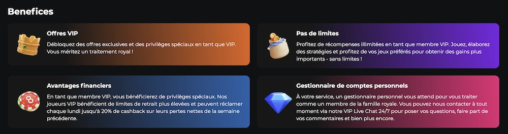 b&eacute;n&eacute;fices du programme VIP de Betify casino