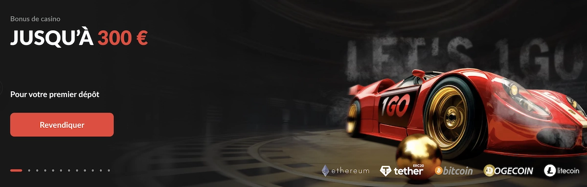bonus de bienvenue jusqu'&agrave; 300 euros sur le casino 1go Casino