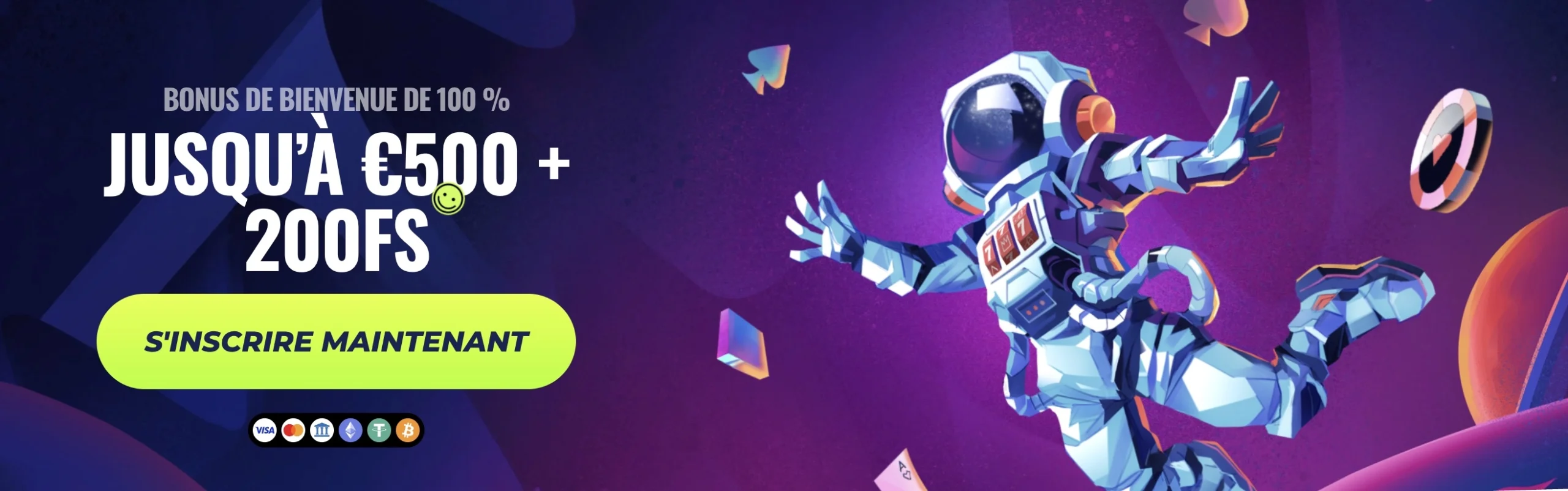 bonus de bienvenue jusqu'&agrave; 500 euros et 200 tours gratuits sur Lunubet casino