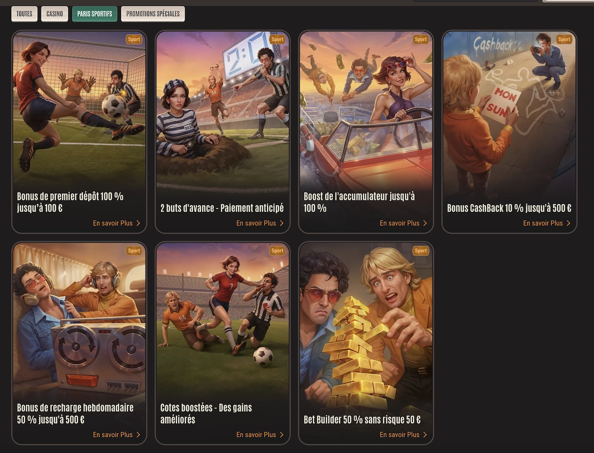 bonus et promotions sur les paris sportifs sur le site de Neon54