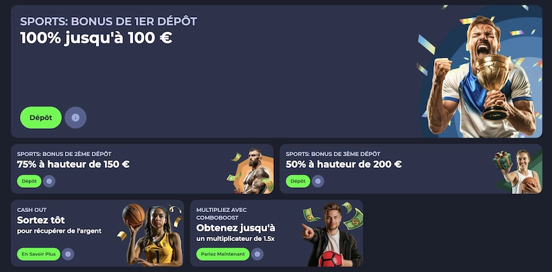 bonus et promotions sport de FridayRoll casino