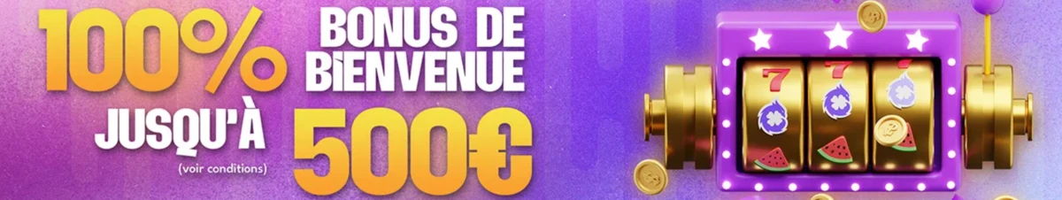 Banni&egrave;re promotionnelle CrazyBet : bonus de bienvenue 100 % jusqu&rsquo;&agrave; 500 &euro;