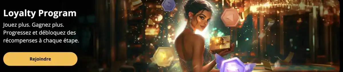 Capture d&rsquo;&eacute;cran prise sur &Icirc;le de Casino pr&eacute;sentant le programme de fid&eacute;lit&eacute; avec r&eacute;compenses et progression VIP