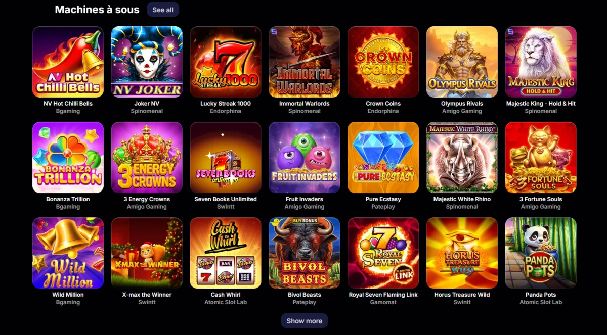 capture ecran nv casino machines a sous