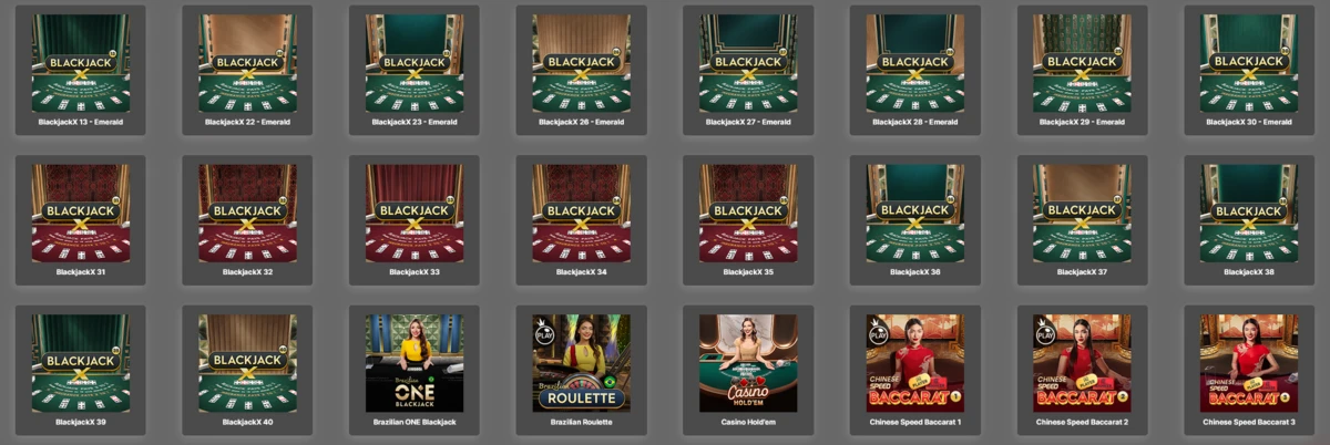 Section jeux de table et casino en direct sur VOdds avec blackjack, roulette et baccarat disponibles en ligne