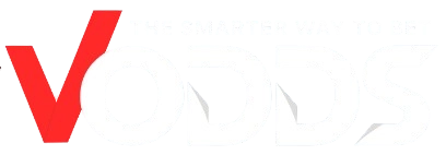 Logo officiel de VOdds Casino affichant le nom de la plateforme avec une identit&eacute; visuelle rouge et blanche
