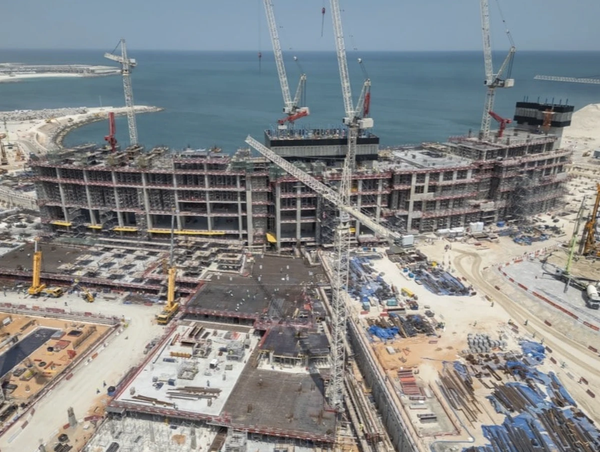 Chantier du futur casino des Émirats arabes unis Wynn Al Marjan Island, en construction près de Dubai à Ras Al Khaimah