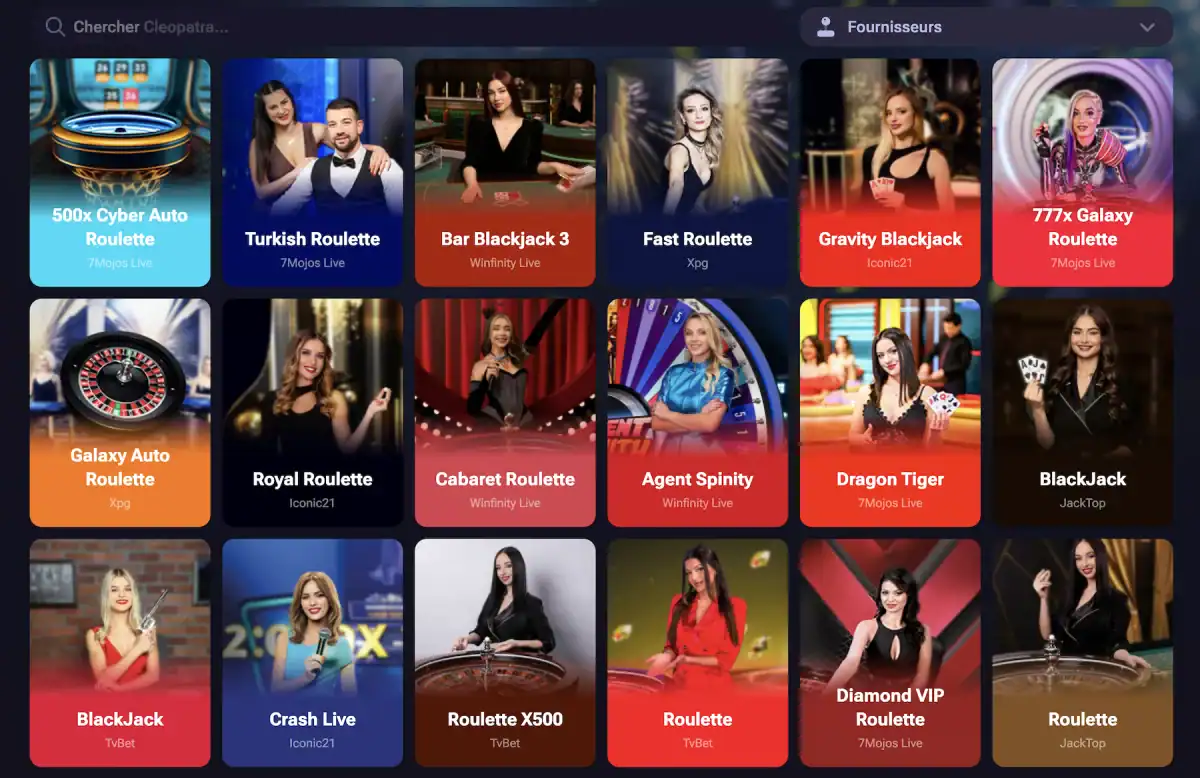 Section casino en direct de Tenobet avec des tables comme Turkish Roulette, Bar Blackjack 3, Gravity Blackjack, Dragon Tiger et Cabaret Roulette.