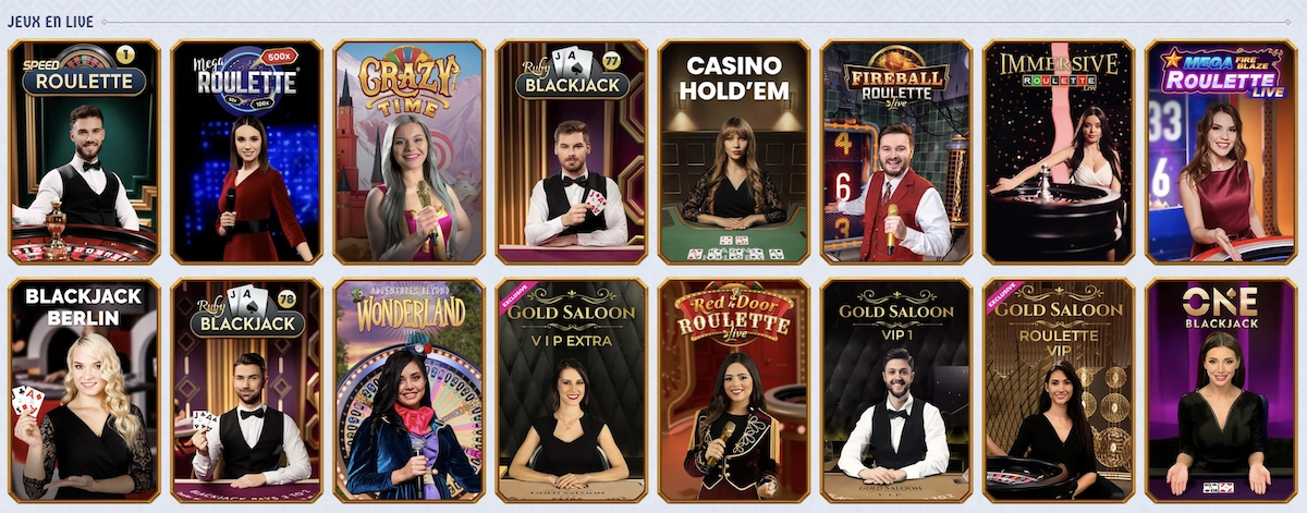 catalogue de jeux de casino live de Romibet