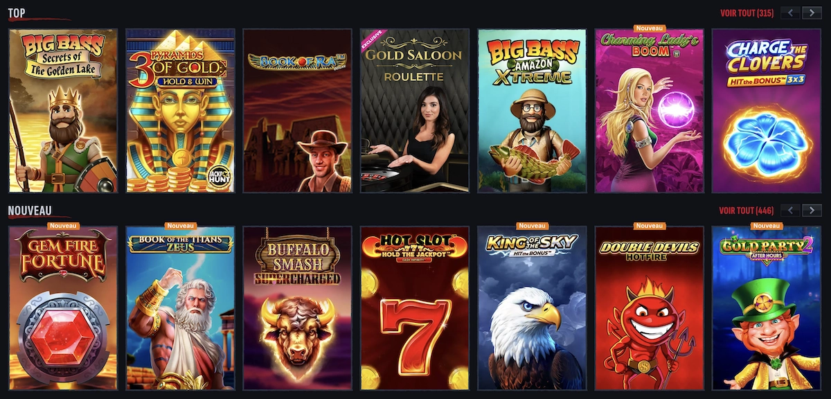 le catalogue de jeux en ligne gratuits de Mafia Casino