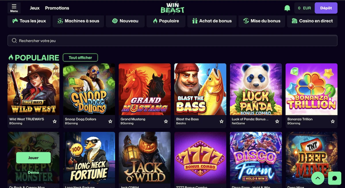 design de Winbeast casino