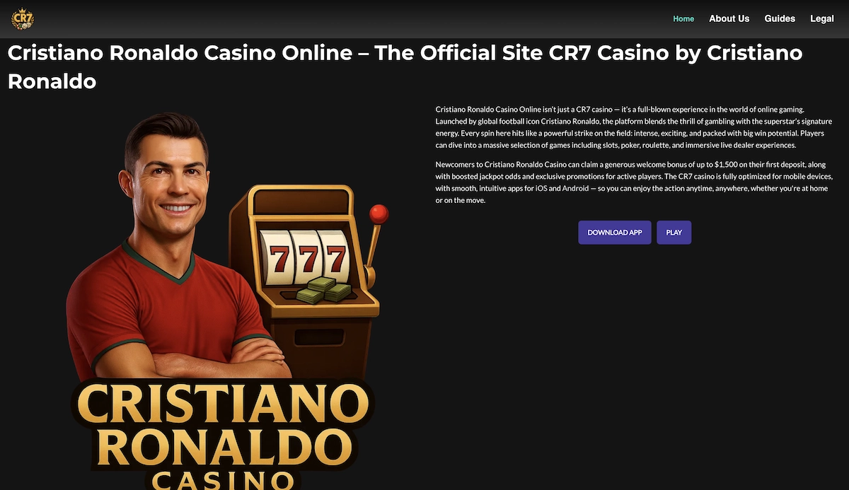 capture d'&eacute;cran du faux casino en ligne de Cristiano Ronaldo