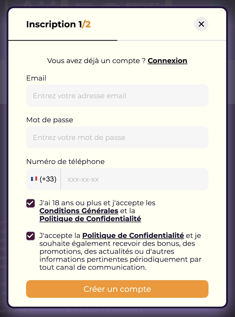 formulaire d'inscription pour illuster le guide sur comment s'inscrire sur Julius Casino sur le site de Casinotan