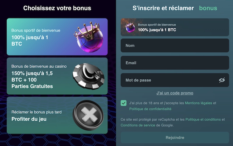 formulaire d'inscription sur Vave Casino