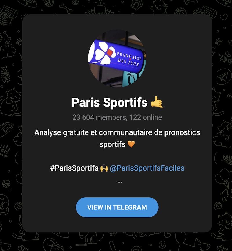 groupe Telegram d'une communauté de paris sportifs avec 23 000 abonnés