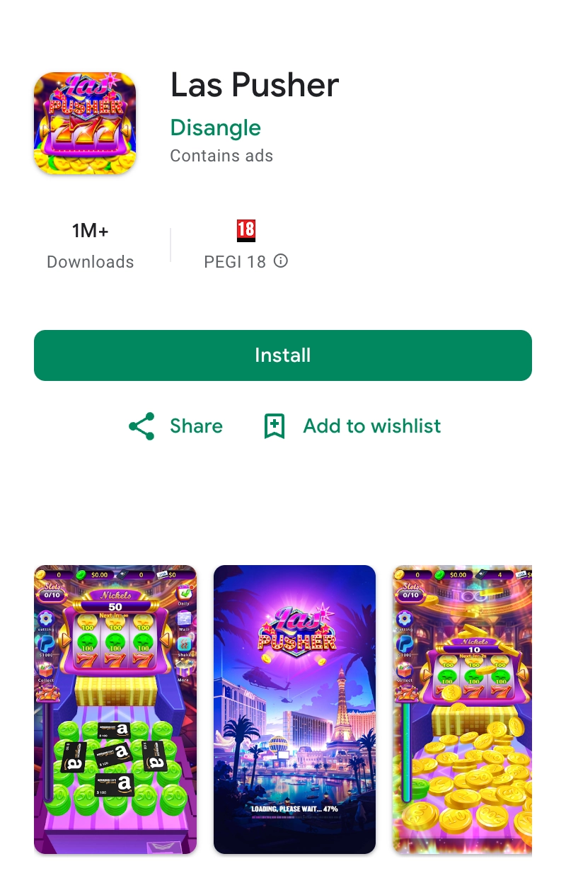 Jeu de casino Las Pusher sur Google Play Store avec pousse-pièces et slots