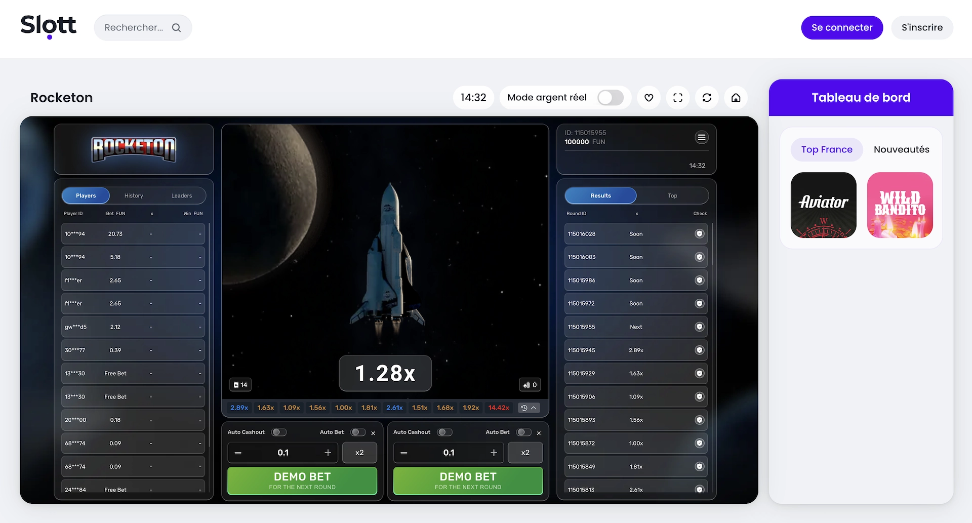 jeu de la fus&eacute;e Rocketon sur Slott Casino avec mode d&eacute;mo et tableau des gains en ligne