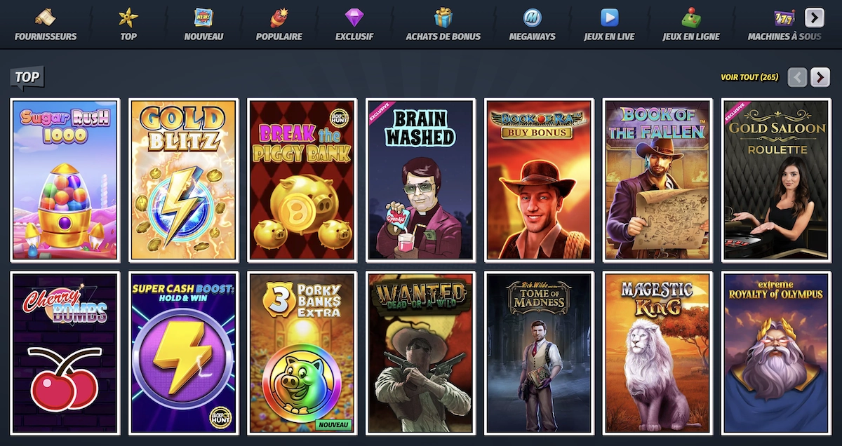 jeux disponibles sur Allyspin Casino