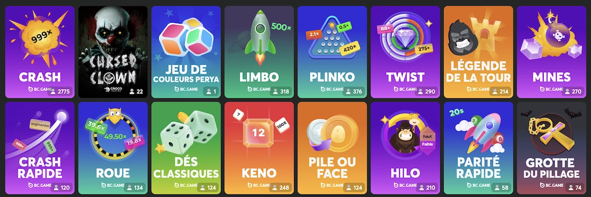 catalogue de jeux de BC.Game