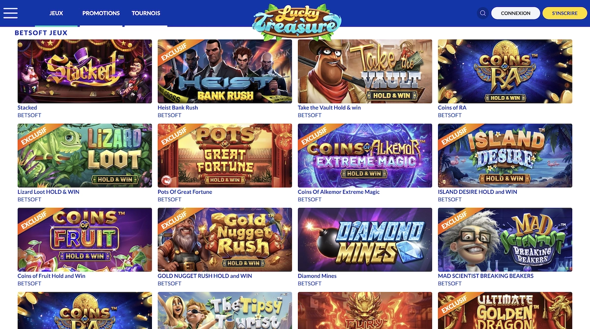 jeux de Betsoft Gaming sur Lucky Treasure