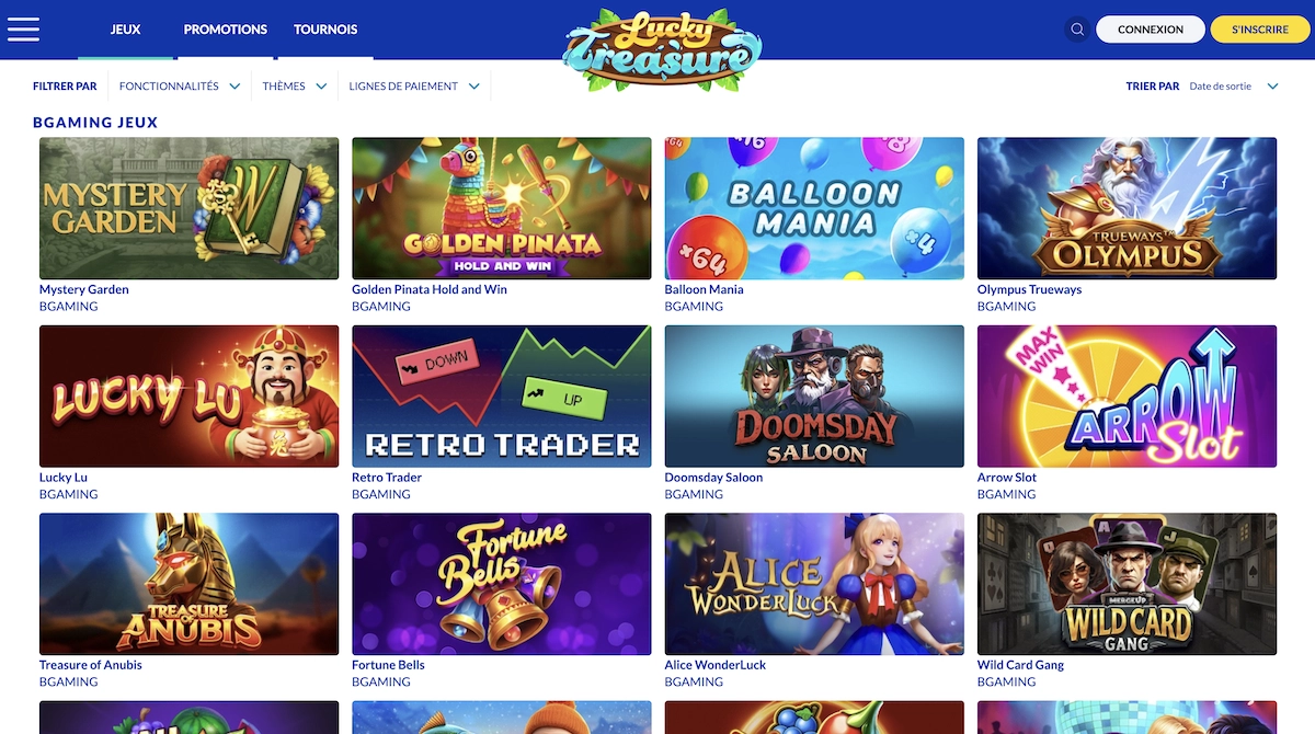 selection de jeux Bgaming sur Lucky Treasure