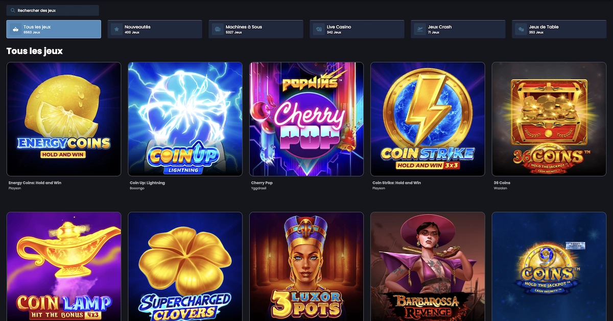 jeux de casino sur Casino Night