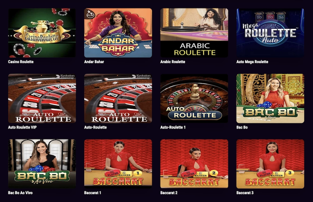 liste de jeux de casino en direct pr&eacute;sents sur le site de jeu en ligne Atlantis Slots Casino