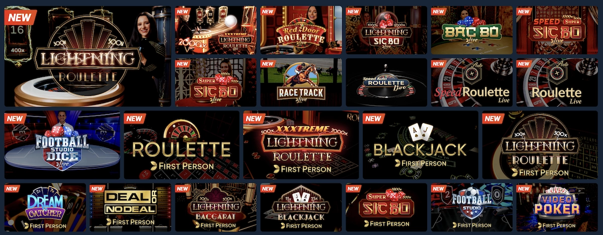 jeux de casino en direct sur Blitz casino