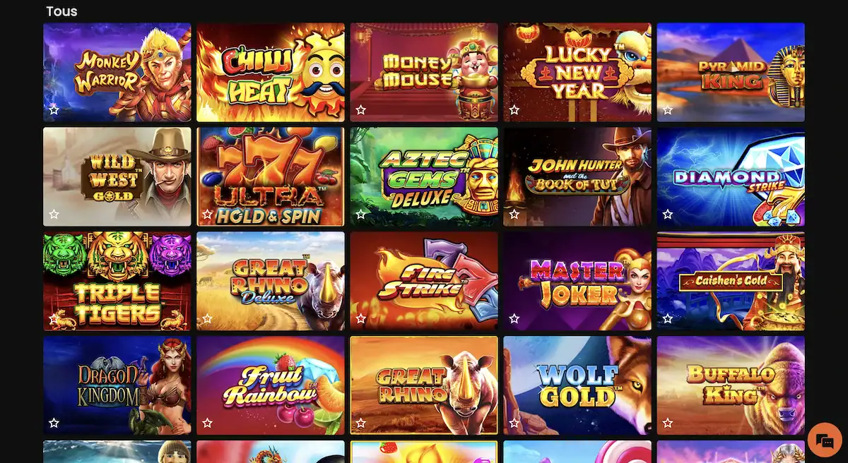 Tous les jeux du casino en ligne Casino Hermes