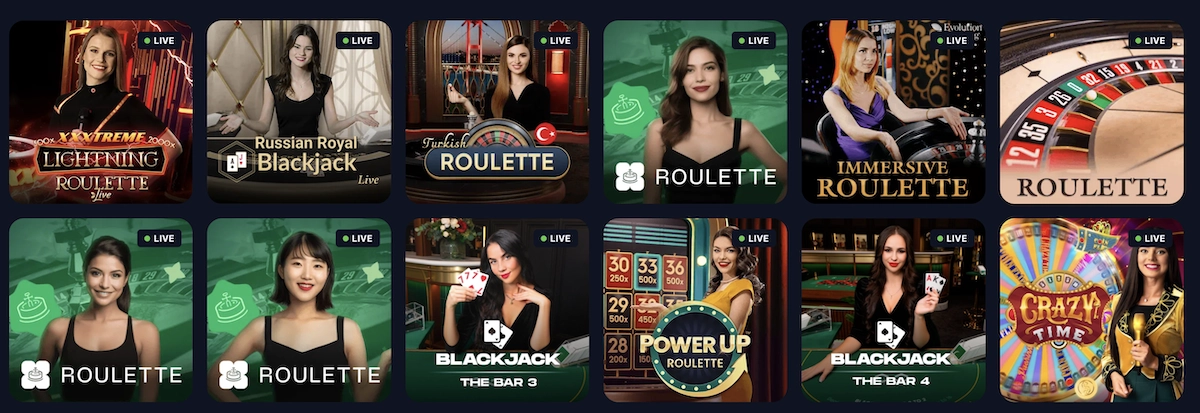catalogue de jeux de casino live sur Bets.io