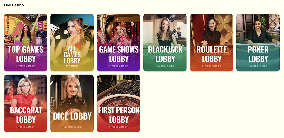 catalogue de jeux de casino live sur Julius Casino