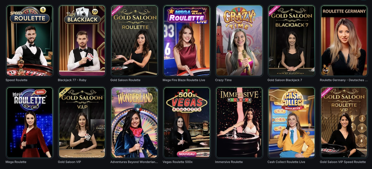 jeux de casino live sur le casino en ligne Kinbet