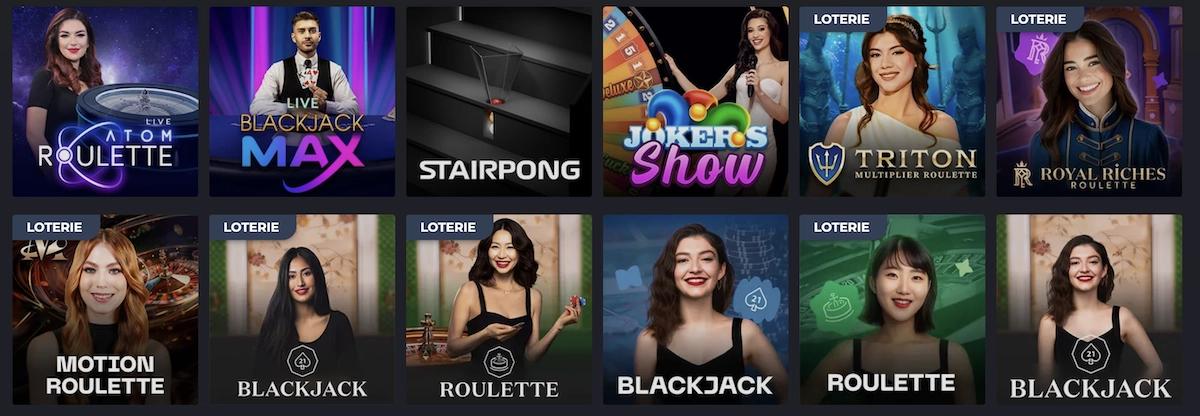 les jeux de casino live sur Olympe Casino