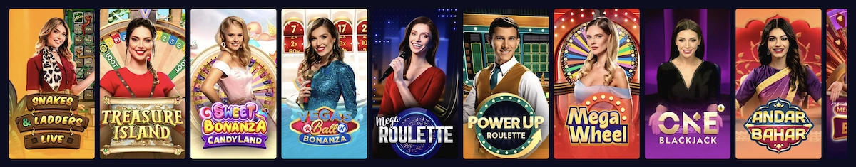 capture d'&eacute;cran des jeux de casino live disponibles sur Pampago casino