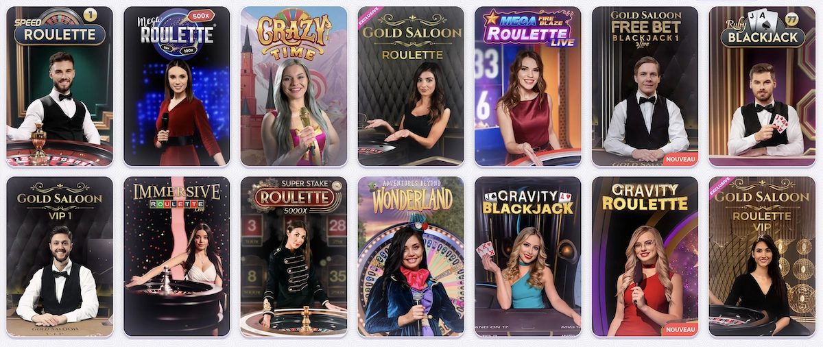 capture d'&eacute;cran des jeux de casino live disponibles sur Robocat casino