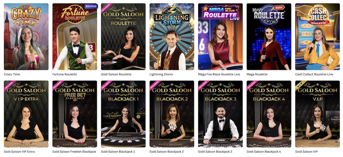 jeux de casino live disponibles sur Bankonbet