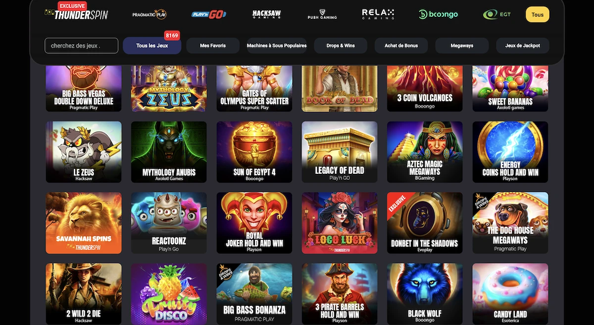 Catalogue des machines &agrave; sous sur Donbet avec jeux populaires de Pragmatic Play, Play&rsquo;n GO et Hacksaw