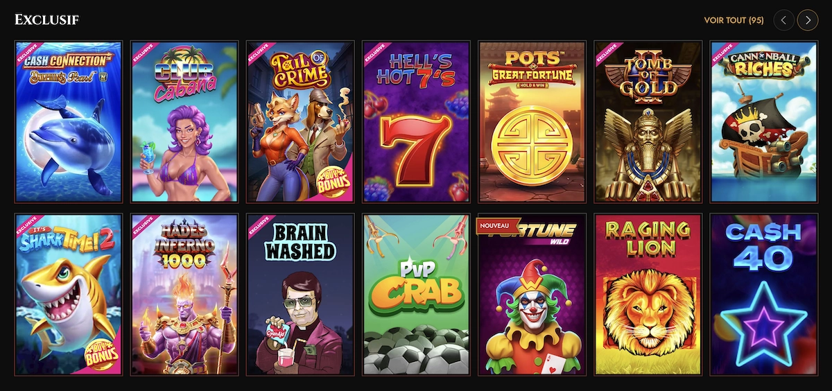 jeux exclusifs disponibles sur Legiano Casino