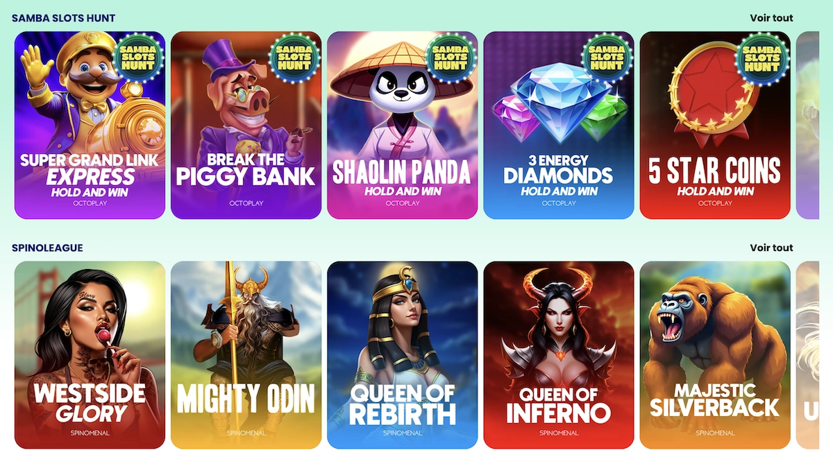 jeux originaux sur le site de jeux en ligne Sambaslots