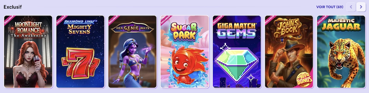 jeux exclusifs sur Spinbara casino