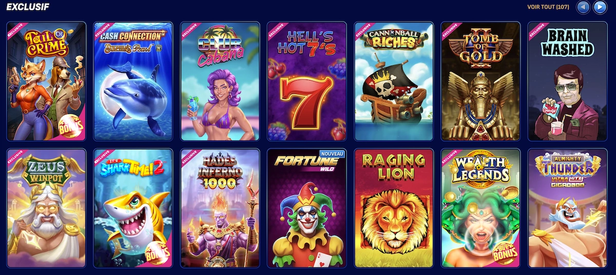 jeux exclusifs disponibles uniquement sur Wonaco Casino