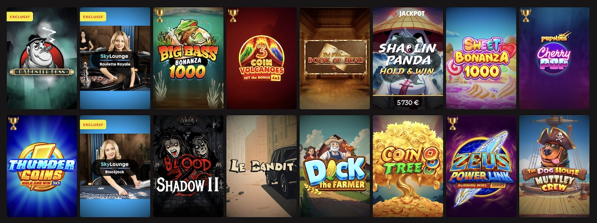 jeux disponibles sur Fatboss Casino