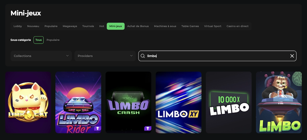 Variantes de Limbo sur Betify Casino comme Limbo Crash, Limbo Rider et Limbo 10 000x